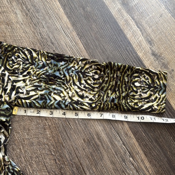 ALBERTO MAKALI Animal Print Eyelet Open Front Draped Cardigan Women Size Small - Picture 8 of 12